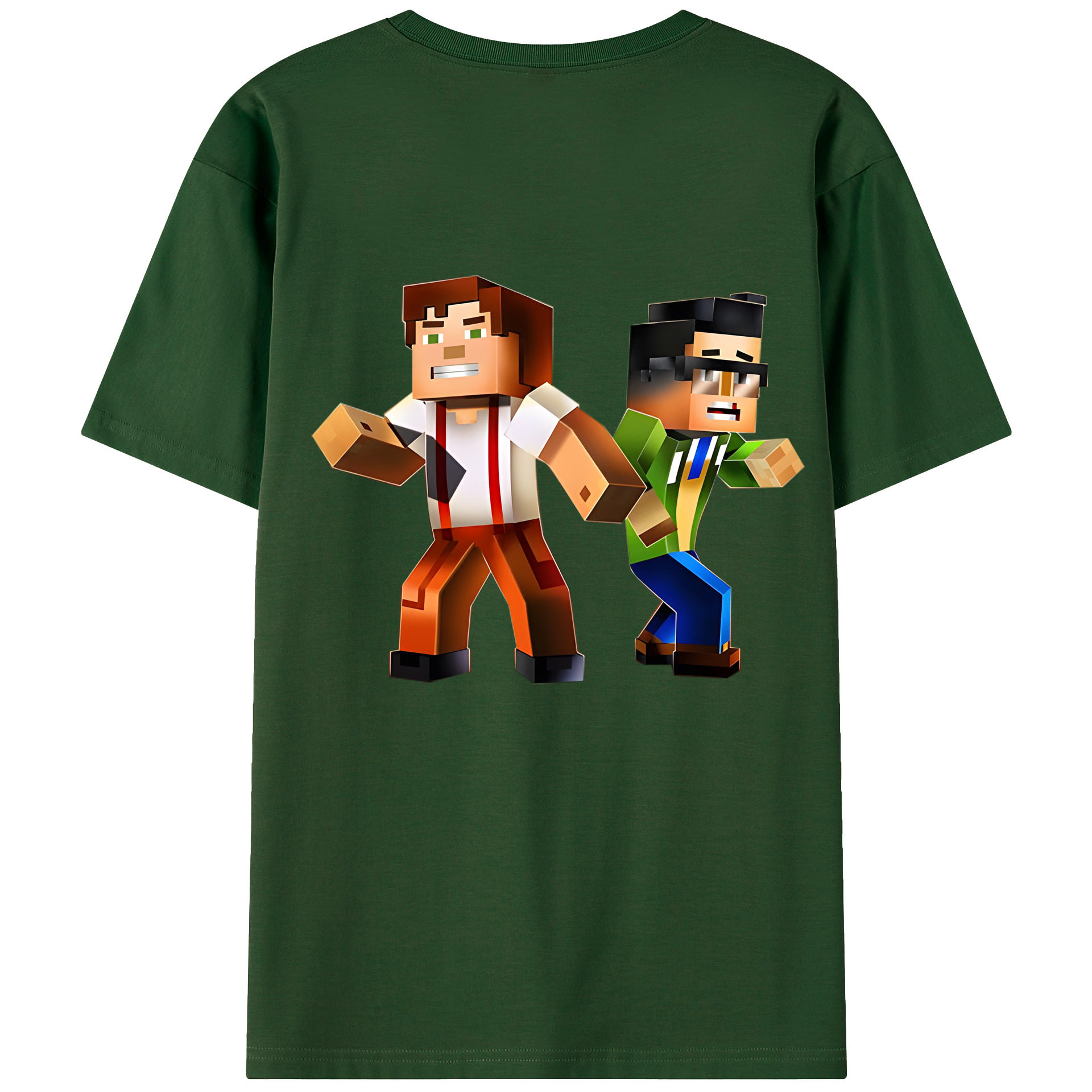（画像用） マインクラフト ブロックの世界 Minecraft MC Block world 綿100％半袖Tシャツ（背面プリント）